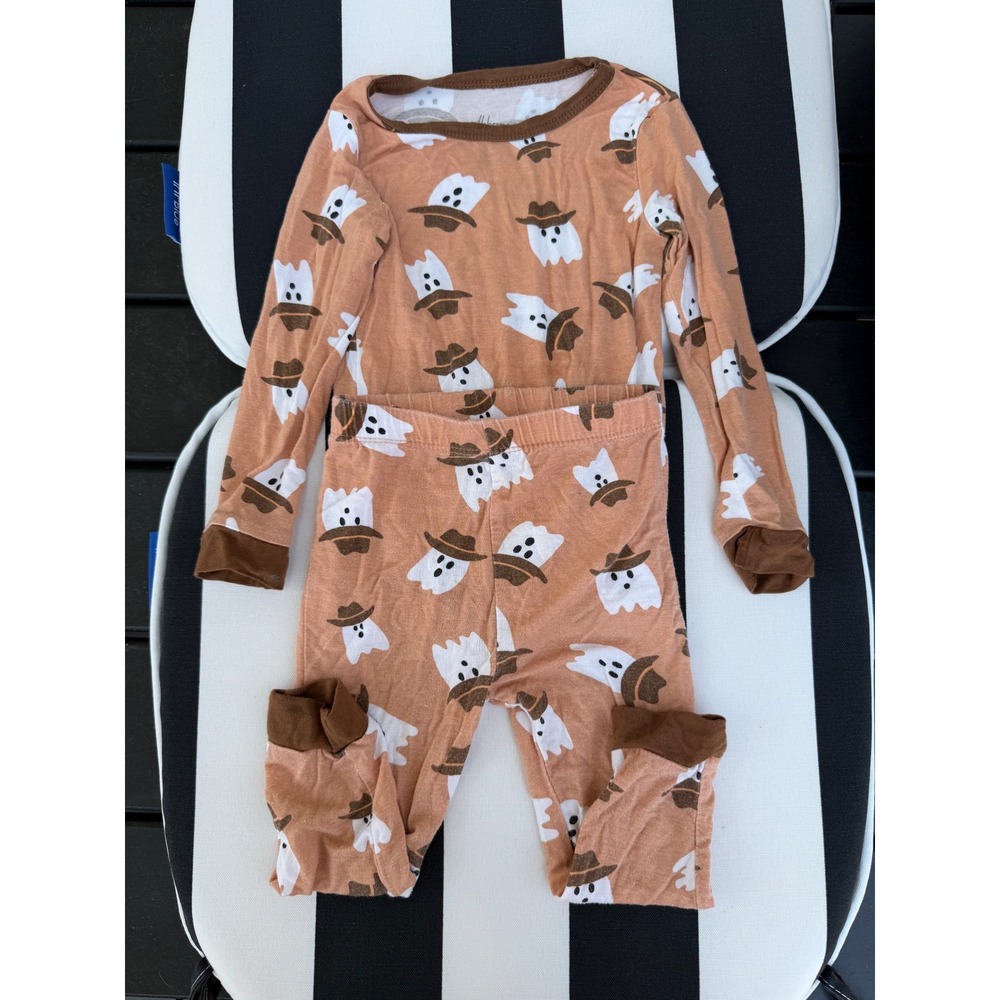 Milkberry Pajamas 24M Cowboy Ghost Pajama Set Terracotta Orange 2pc